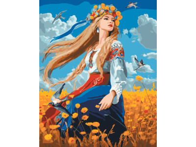 Картина за номерами "Дівчина у вишиванці" LW31530 pbn-p 40х50 см Картина за номерами "Дівчина у вишиванці" LW31530 pbn-p 40х50 см
