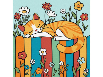 Картина за номерами "Котик на паркані" ©art_selena_ua KHO1232 25х25 см