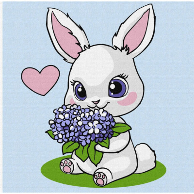 Картина за номерами "Зайчик з гортензіями" ©art_selena_ua KHO1244 25х25 см