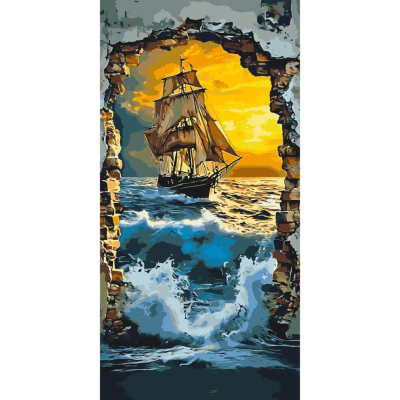 Картина за номерами "Корабель в морі" LW5119 40х80 см