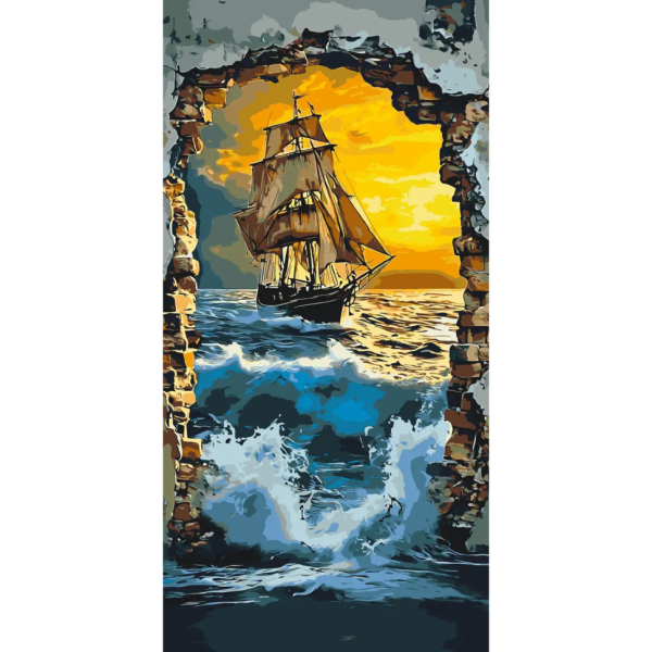 Картина за номерами "Корабель в морі" LW5119 40х80 см