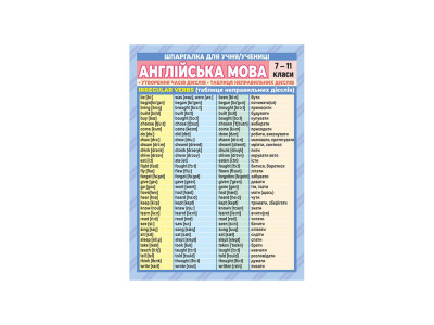 Шпаргалка шкільна "Англійськаа мова 7-11 клас" 10144015