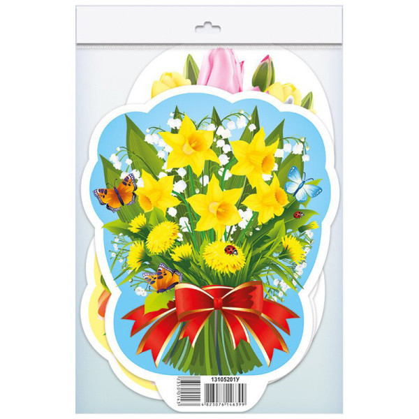 Набір весняного декору "Квіти" 10105226 3 штуки в комплекті картон