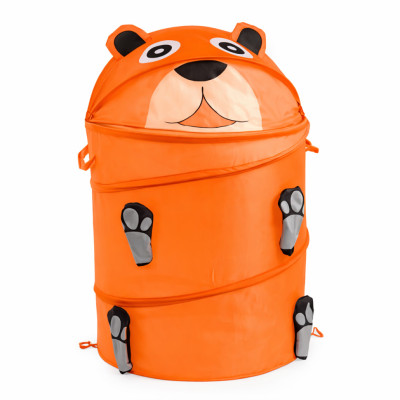 Кошик для іграшок "Ведмедик" M 1039(Orange) діаметр 37 см висота 47/57 см з кришкою