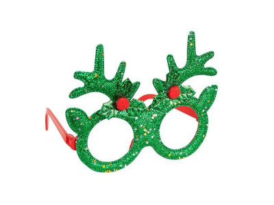 Окуляри новорічні "Оленячі ріжкит" 2519-SP(Green) розмір 13 см