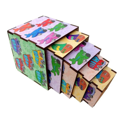 Дерев'яні кубики-пірамідка "Транспорт" Ubumblebees (ПСД012) PSD012, 5 кубиків