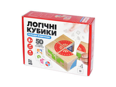 Навчальні логічні кубики "Склади візерунок" Igroteco 900477 50 завдань на картках