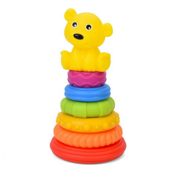 Дитяча іграшка "Пірамідка Ведмедик" 638-112(Yellow) 185 см 6 кілець