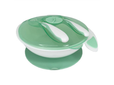 Тарілка на присосці з ложкою та виделкою MGZ-0109(Mint) 350 мл