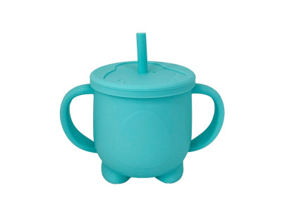Силіконова чашка-поїлка з кришкою MGZ-0302(Turquoise) 200 мл Силіконова чашка-поїлка з кришкою MGZ-0302(Turquoise) 200 мл