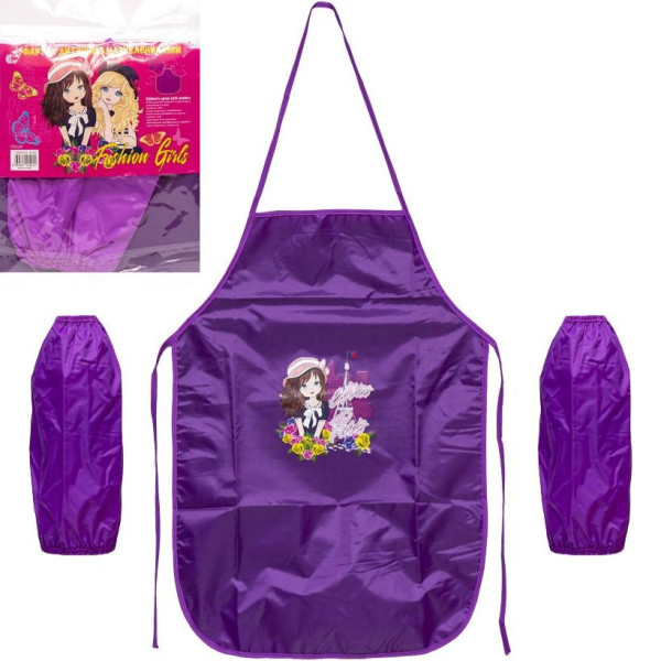 Фартух дитячий з нарукавниками для дівчаток CR5530(Violet) 54х37 см (91392) Фартух дитячий з нарукавниками для дівчаток CR5530(Violet) 54х37 см (91392)