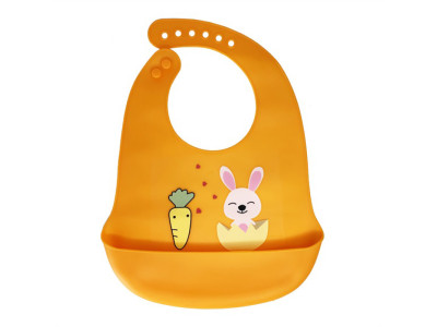 Слинявчик силіконовий "Зайка" MGZ-0611(Orange) з кишенею