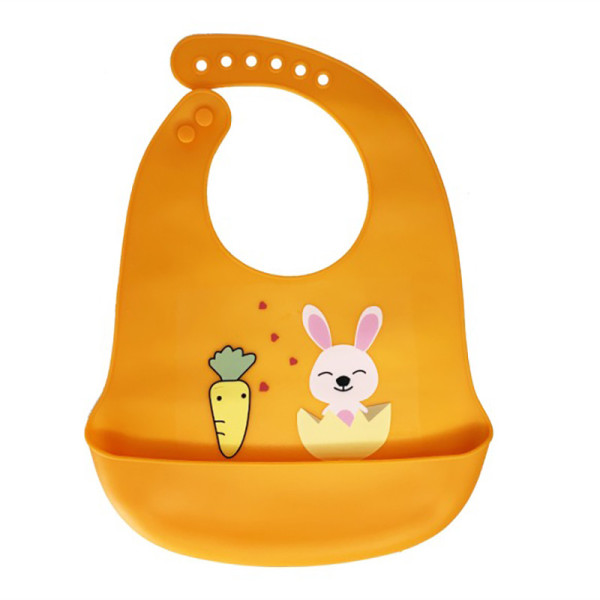 Слинявчик силіконовий "Зайка" MGZ-0611(Orange) з кишенею