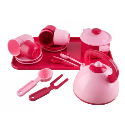 Ігровий набір посуду 70309 (Pink) з чайником каструлею та тацею