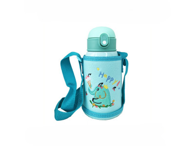 Термос-поїльник з силіконовою трубочкою MGZ-0318(Turquoise) чашкою в чохлі з ремінцем 550 мл Термос-поїльник з силіконовою трубочкою MGZ-0318(Turquoise) чашкою в чохлі з ремінцем 550 мл