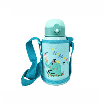 Термос-поїльник з силіконовою трубочкою MGZ-0318(Turquoise) чашкою в чохлі з ремінцем 550 мл