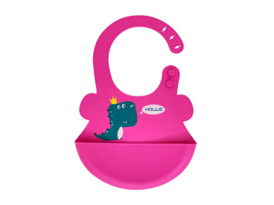 Слинявчик силіконовий "Діно" MGZ-0616(Pink) з кишенею