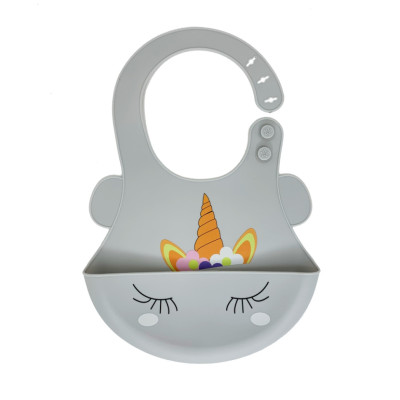 Слинявчик силіконовий "Єдиноріг" MGZ-0615(White) з кишенею