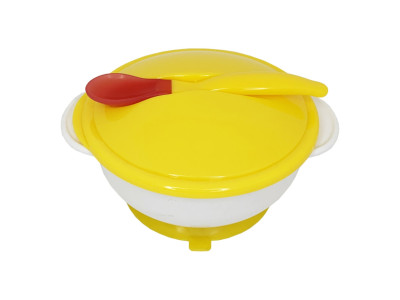 Тарілка на присосці з термоложкою та кришкою MGZ-0101(Yellow) 250 мл