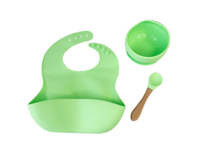 Набір дитячого посуду Силіконова тарілка та слинявчик MGZ-0110(Green) у коробці Набір дитячого посуду Силіконова тарілка та слинявчик MGZ-0110(Green) у коробці