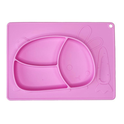 Силіконова тарілка-килимок "Зайчик" MGZ-0119(Pink) 19х27 см