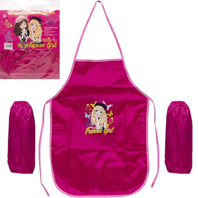 Фартух дитячий з нарукавниками для дівчаток CR5530(Pink) 54х37 см (91392)