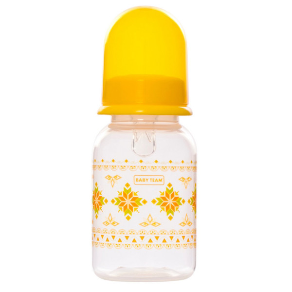 Пляшечка для годування з силіконовою соскою 1400_жовтий 125 мл