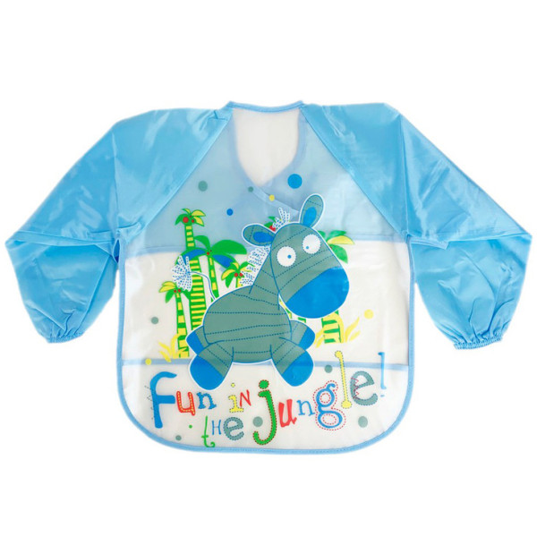 Слинявчик з рукавами "Зебра" MGZ-0610-1 блакитний лейончатий на зав`язках