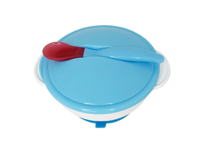 Тарілка на присосці з термоложкою та кришкою MGZ-0101(Blue) 250 мл