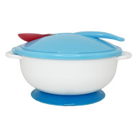 Тарілка на присосці з термоложкою та кришкою MGZ-0101(Blue) 250 мл
