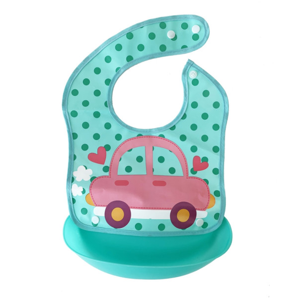 Дитячий слинявчик Машинка MGZ-0602(Turquoise) зі знімною кишенею Дитячий слинявчик Машинка MGZ-0602(Turquoise) зі знімною кишенею