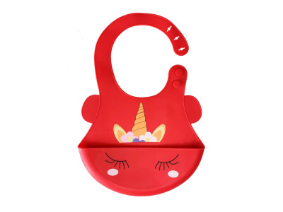 Слинявчик силіконовий "Єдиноріг" MGZ-0615(Red) з кишенею