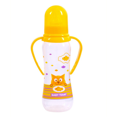 Пляшечка для годування з силіконовою соскою 1411_жовтий 250 мл