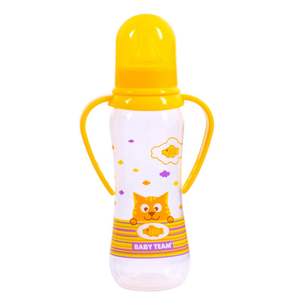 Пляшечка для годування з силіконовою соскою 1411_жовтий 250 мл