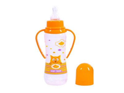 Пляшечка для годування з силіконовою соскою 1411_помаранчевий 250 мл