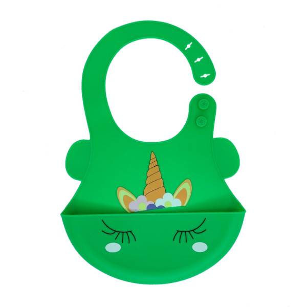 Слинявчик силіконовий "Єдиноріг" MGZ-0615(Green) з кишенею Слинявчик силіконовий "Єдиноріг" MGZ-0615(Green) з кишенею