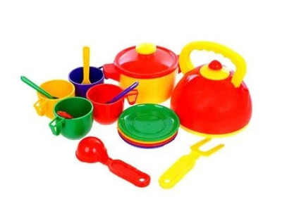 Дитячий ігровий набір посуду ЮНІКА 70316 16 предметів Різнокольоровий