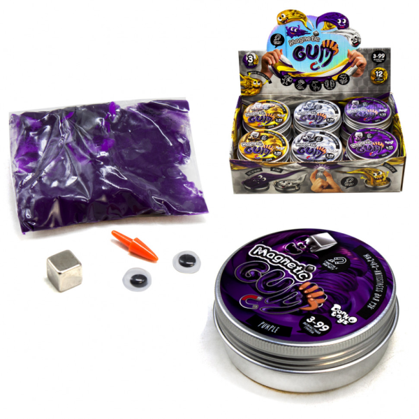 Жуйка для рук "Magnetic Gum" MgGUM-01 в металевій коробочці Фіолетовий
