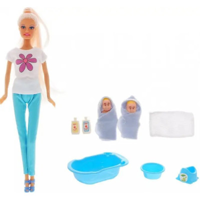 Лялька типу Барбі з дітками DEFA 8213 ванночка в комплекті