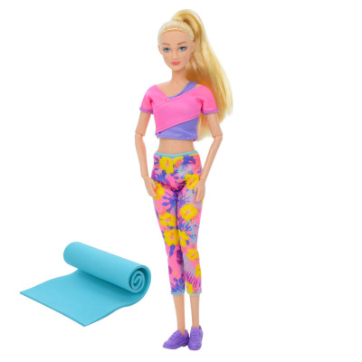 Дитяча лялька Yoga girl DEFA 8489, 28см, йогамат, шарнірна