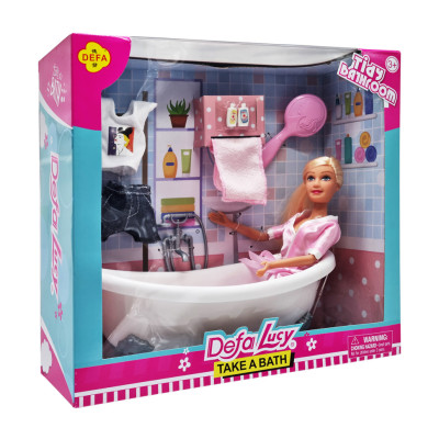 Дитяча лялька з ванною DEFA 8444 рушник, гребінець, одяг