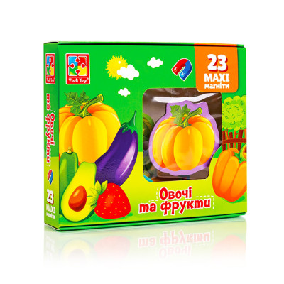 Набір магнітів MAXI "Овочі та фрукти" Vladi Toys VT3106-28, 23 шт