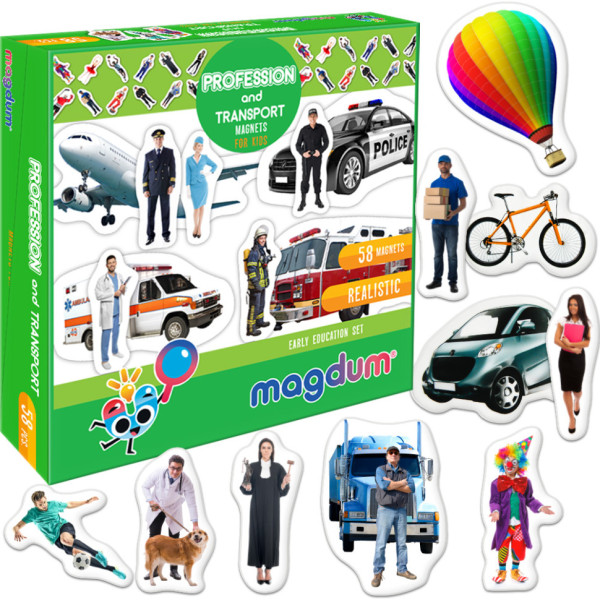 Дитячий набір магнітів Професії і транспорт ML4031-31 EN Дитячий набір магнітів Професії і транспорт ML4031-31 EN