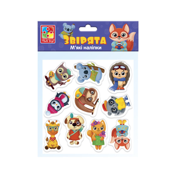 Набір мяких наклейок "Звірята" Vladi Toys VT4210-10 (укр)