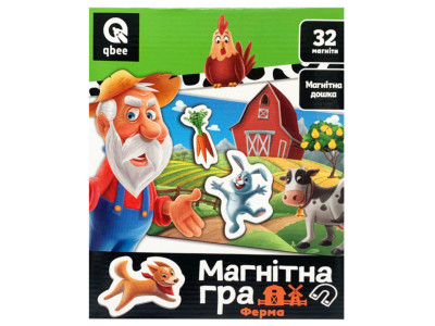 Дитяча магнітна гра "Ферма" QB600-003 32 магніти і магнітна дошка