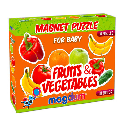 Набір магнітів Baby puzzle "Фрукти та овочі" ML4031-25 EN 6 картинок