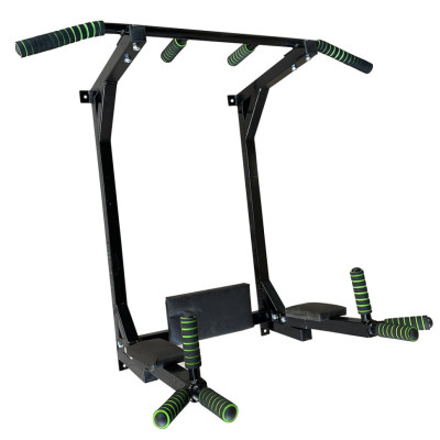 Тренажер турнік з підйомними брусами Iron Pro 4 в 1 NE-TR-5B з мякими ручками чорний