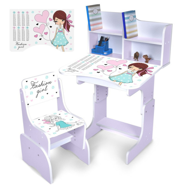 Дитяча Парта N 2071-8-6 лавандовий зі стільчиком