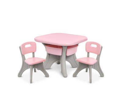 Дитячий столик з двома стільцями NEW TABLE-8 сіро-рожевий