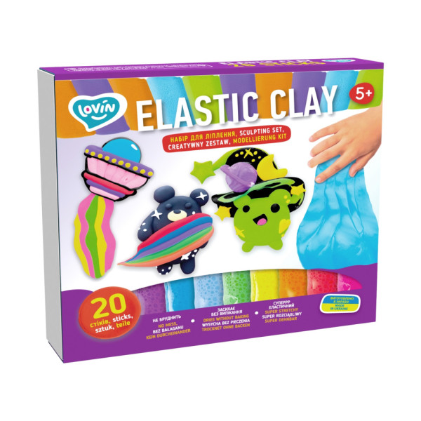 Набір для ліплення з повітряним пластиліном Elastic Clay 70140 20 стиків Набір для ліплення з повітряним пластиліном Elastic Clay 70140 20 стиків